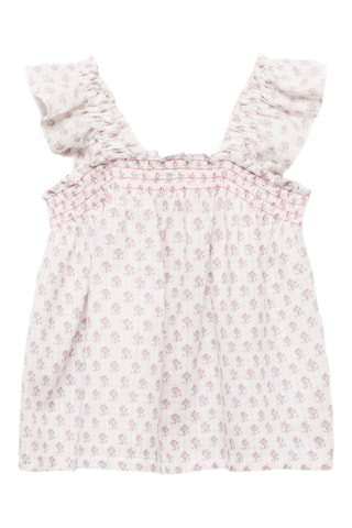 Blouse brodée volants - Blanc