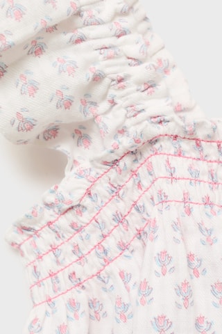 Blouse brodée volants - Blanc