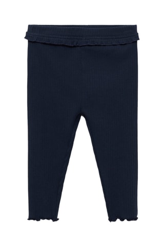 Legging maille côtelée coton - Bleu marine