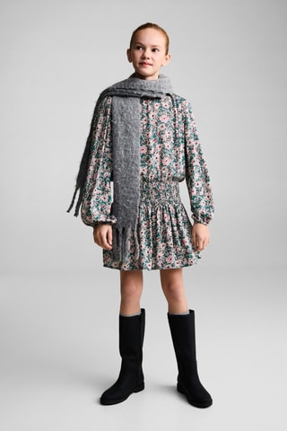 Robe à fleurs détail froncé - Rose