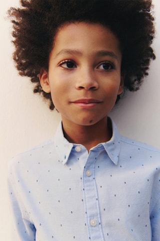 Chemise oxford imprimée - Bleu clair