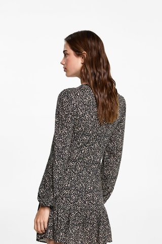 Robe froncée imprimée - Noir