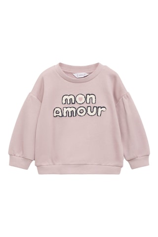 Sweat-shirt coton à message en relief - Rose
