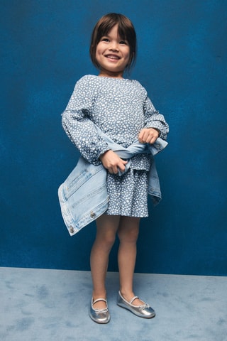 Jupe imprimée florale - Bleu