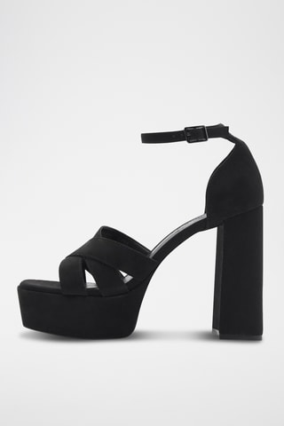 Sandales talon large bride de cheville - Noir