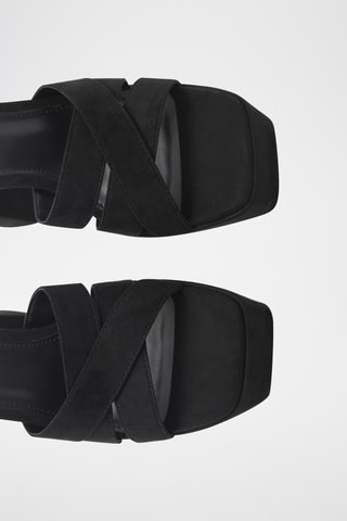 Sandales talon large bride de cheville - Noir