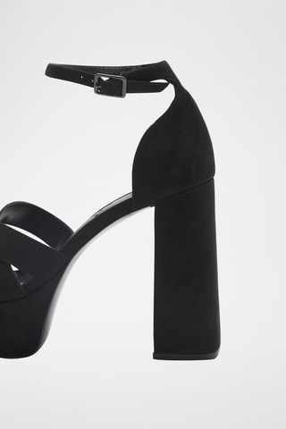 Sandales talon large bride de cheville - Noir