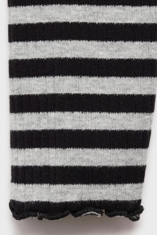 T-shirt à rayures côtelé - Gris foncé chiné