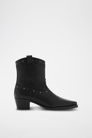 Bottines cuir style cow-boy - Noir