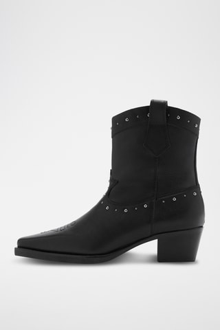 Bottines cuir style cow-boy - Noir
