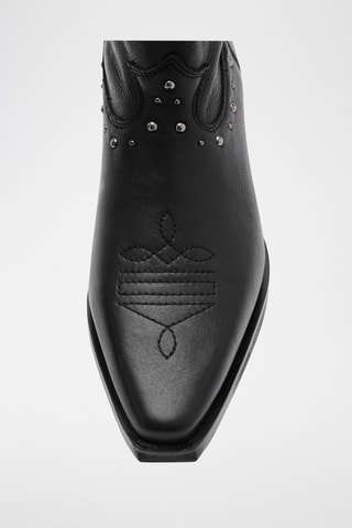 Bottines cuir style cow-boy - Noir