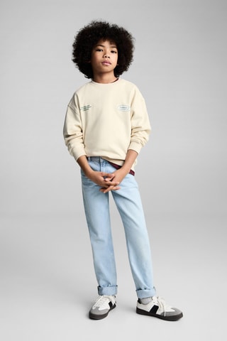 Sweat-shirt coton imprimé - Ecru