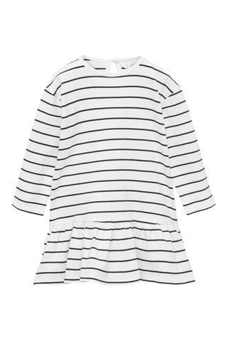 Robe coton à rayures - Blanc cassé