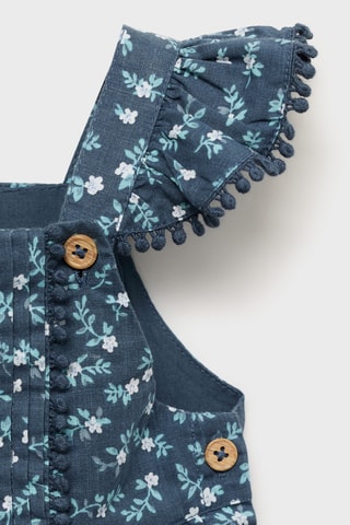 Salopette imprimée volants - Bleu marine