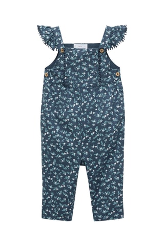 Salopette imprimée volants - Bleu marine