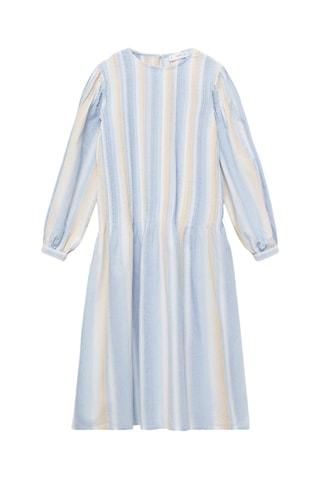 Robe froncée rayures - Bleu clair