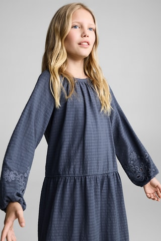 Robe texturée broderies - Bleu