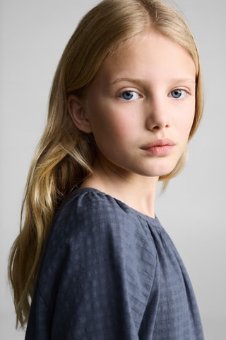 Robe texturée broderies - Bleu