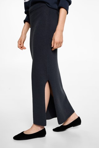 Jupe longue fente sur le côté - Bleu marine