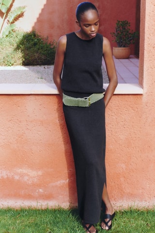 Jupe longue fente sur le côté - Bleu marine