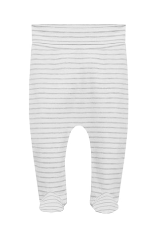 Pantalon à pieds en coton à rayures - Blanc cassé