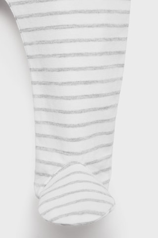 Pantalon à pieds en coton à rayures - Blanc cassé