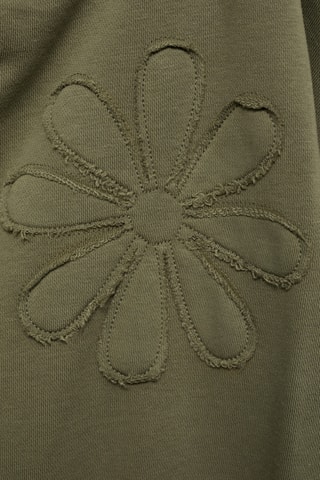 Sweat-shirt broderie florale - Kaki
