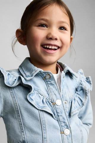 Blouson denim à volants - Bleu clair