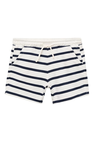 Bermuda en coton à rayures - Bleu marine