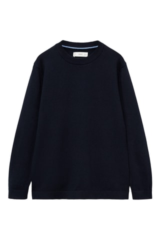 Pull-over jaspé coton - Bleu marine