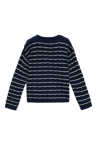 Pull-over maille ajourée rayures - Bleu marine