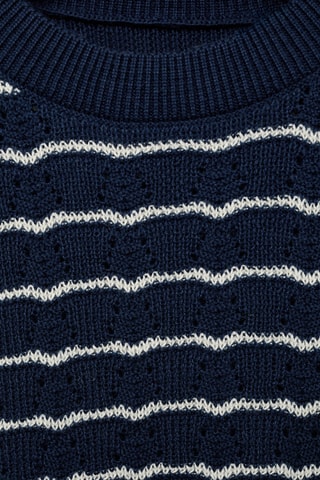 Pull-over maille ajourée rayures - Bleu marine