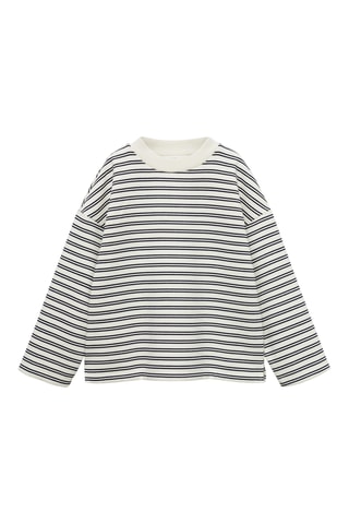 Sweat-shirt coton rayures - Bleu marine