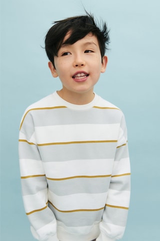 Sweat-shirt coton rayures - Bleu clair