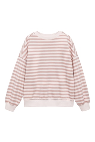Sweat-shirt coton rayures - Rose