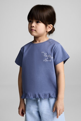 T-shirt en coton brodé - Bleu