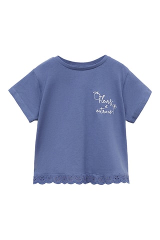 T-shirt en coton brodé - Bleu