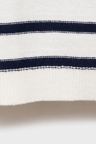 Pull-over coton à rayures - Blanc cassé