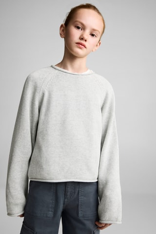 Pull-over maille coton - Gris clair chiné