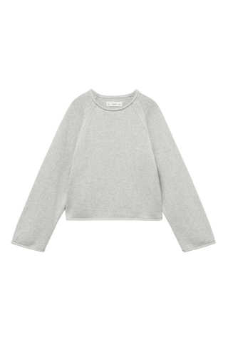 Pull-over maille coton - Gris clair chiné