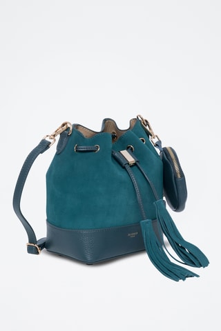 Borsa a secchiello in crosta di pelle Rio - Petrolio