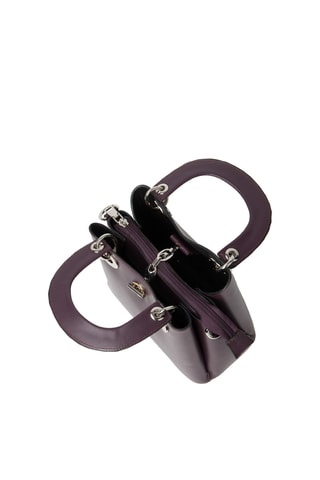 Borsa a mano in crosta di pelle Crepuscule - Viola