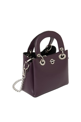 Borsa a mano in crosta di pelle Crepuscule - Viola