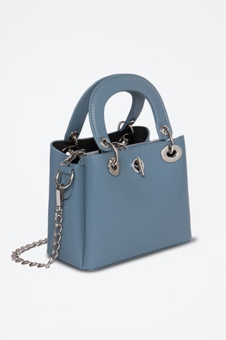 Borsa a mano in crosta di pelle Crepuscule - Blu