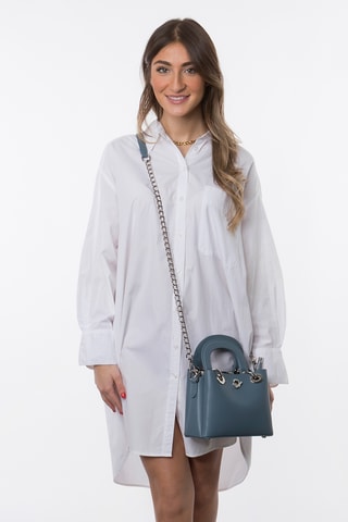 Borsa a mano in crosta di pelle Crepuscule - Blu