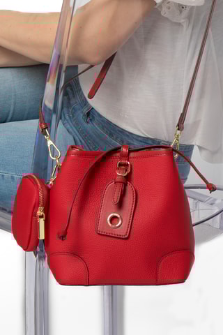 Borsa a tracolla in pelle Love - Rosso