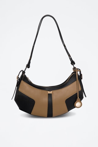 Mala de ombro Rodhes - Castanho-claro e preto