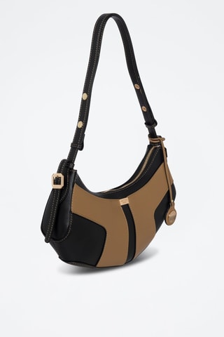 Mala de ombro Rodhes - Castanho-claro e preto