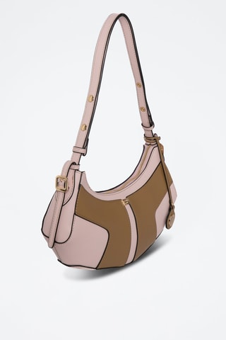 Mala de ombro Rodhes - Castanho-claro e rosa
