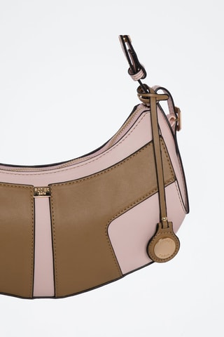 Mala de ombro Rodhes - Castanho-claro e rosa